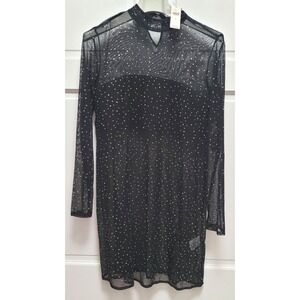 Anthropologie Eva Franco Starlight Long Sleeve Sheer Tunic - Black - Small